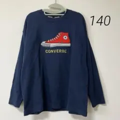 コンバース　CONVERSE ネイビー 長袖カットソー　ロンT スニーカー柄