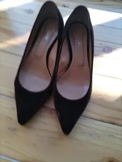 PIPPICHIC ピピシック　ブラウン スエード チャンキーヒールパンプス