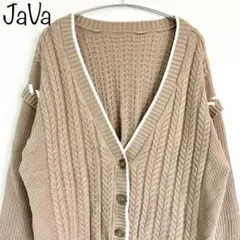 【JaVa】2wayビッグハンドステッチカーディガン　モカ　M