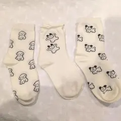 ❤犬のイラスト　ホワイト　ソックス 3足セット