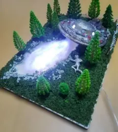 UFOジオラマシリーズ エリア51の金属製UFOフィギュア レーザービーム