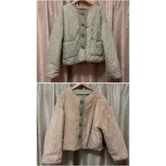 リバーシブル キルティング ボアジャケット