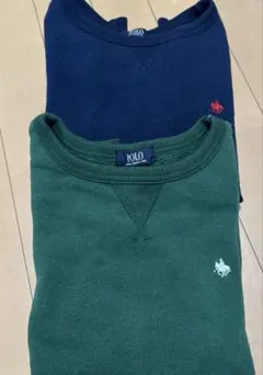 POLO 裏起毛トレーナー 2色セット ネイビー &グリーン　130cm