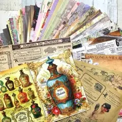 ヴィンテージ系デザインペーパー/アンティーク/レトロ/おすそ分け/まとめ売り