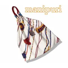 【良品】　manipuri　マニプリ　スカーフ風バッグ　レザーハンドル 袋bagのサムネイル