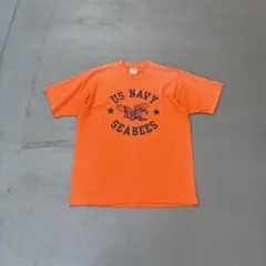 90s US.NAVY フェード　オレンジ　半袖　tシャツ　カットソー　メンズ