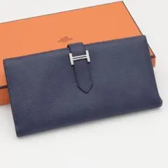 稀少超美品】HERMES エルメス 長財布 シチズンツイル ロング ネイビー 