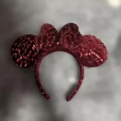 ディズニー ミッキー耳カチューシャ 赤色スパンコール