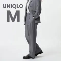 【UNIQLO】ユニクロ タックワイドパンツ M グレー