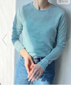 ラメクルーロングスリーブ