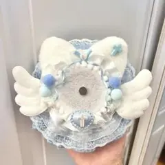 天使の羽ロゼット 白と水色