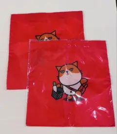 Y!mobile ふてニャン エコバッグ 2枚セット 赤 レッドのサムネイル