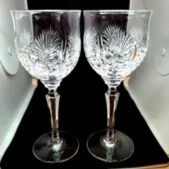新品未使用イタリア製クリスタルカットフルート型ワイングラスペア江戸切子薩摩切子