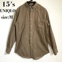 2015年製 UNIQLO ユニクロ 長袖シャツ M ブラウン 薄手コーデュロイ