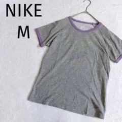 NIKE◆ナイキ ロゴプリント リンガーTシャツ グレー パイピングM 2899のサムネイル