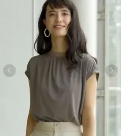 green label relaxing　ギャザー フレンチスリーブ カットソー