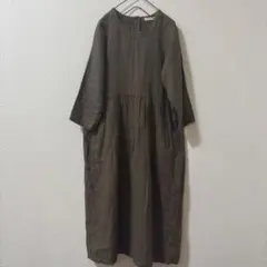極美品　studio CLIP リネンロングワンピース　麻100%
