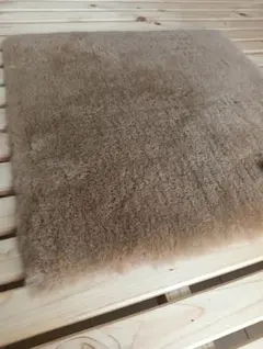 ムートン短毛裏無しクッション　Sheep House 40×40cm　ベージュ