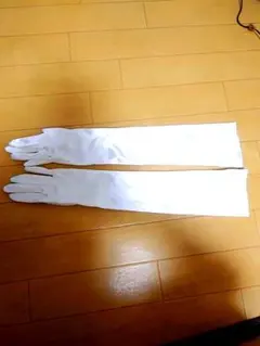 ウェディングサテンロンググローブ ホワイト　50cm