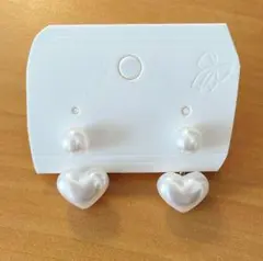 美品　ピアス　パール　ハート　結婚式　インポート　シンプル　2way 韓国