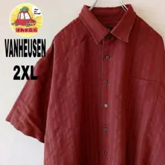 USA古着 VANHEUSEN 半袖ボタンシャツ 2XL ブラウン