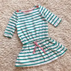 中古 mini boden ミニボーデン 7分袖 ボーダー チュニック 白 緑のサムネイル