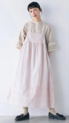 ◎新品アズノゥアズオオラカ キカ刺繍とバイカラーワンピース 大きい
