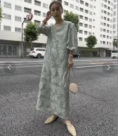 Ameri FLOWER JACQUARD STRAIGHT DRESSのサムネイル