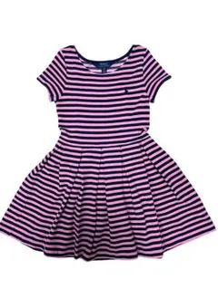 美品【Polo Ralph Lauren 】ボーダーワンピース ピンク 130