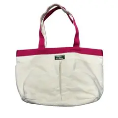 L.L.Bean キャンバス トートバッグ ポケット付き オフホワイト ピンクのサムネイル