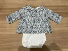 プチバトー 花柄長袖ロンパース　3m/60cm