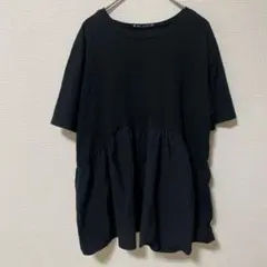 【ザラ】（M）ペプラムトップス 裾フリルカットソー 半袖 プルオーバー シンプルのサムネイル