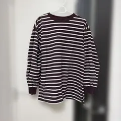 GU ボーダー長袖Tシャツ　ブラウン