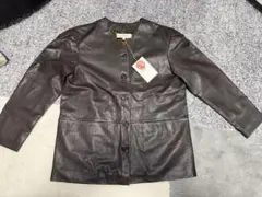 ブラウン　レザージャケット　山羊