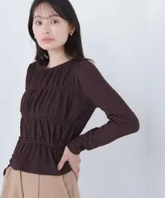 シャーリングペプラムカットソー長袖