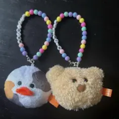 mojojojo　ビーズチェーン付きフェイスマスコット　ひよこ　くま　セット