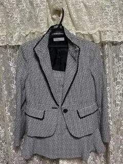 【美品】THEORIA テーラードジャケット ブラック・ホワイトチェック
