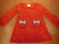 BRANSHES 赤 ワンピース 110cm バック　ストライプ　リボン