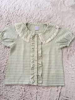 axes femme kids ギンガムパフブラウス 120 M