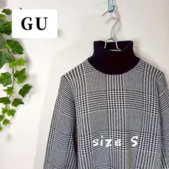 GU チェック柄 タートルネック ニット S〜Mサイズ 美品