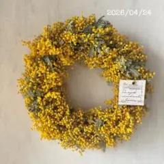 SALE＊春を束ねて満開ミモザのナチュラルリース＊25cm №890
