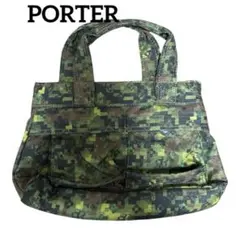 PORTER ポーター ミニトートバッグ ドット迷彩柄 グリーン系