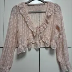 レース フリル ボレロ ピンクのサムネイル