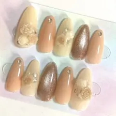 ネイルチップ 上品 黄色 アイボリー ベージュ ローズ マグネット 推し活