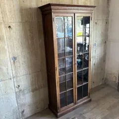 英国アンティーク木製ディスプレイキャビネット/本棚ガラス/飾り棚(94