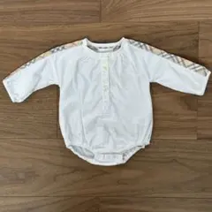 BURBERRY ホワイトロンパース 長袖 チェック柄　60