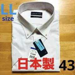 新品✨日本製❤️綿100%☘️クリスチャンオラーニ 半袖ワイシャツ LL（43）