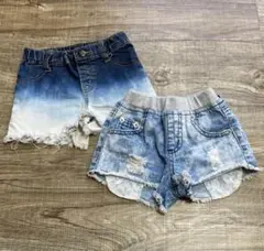 90cm 2点セット ズボン パンツ 短パン ショートパンツ ショーパン デニム