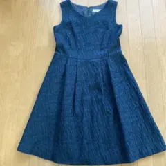 クミキョク　オンワード　ひざ丈ワンピース　刺繍生地風ネストローブ　リボン紐無し