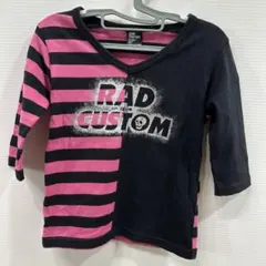 RAD CUSTOM 長袖カットソー ピンク×ブラック 100